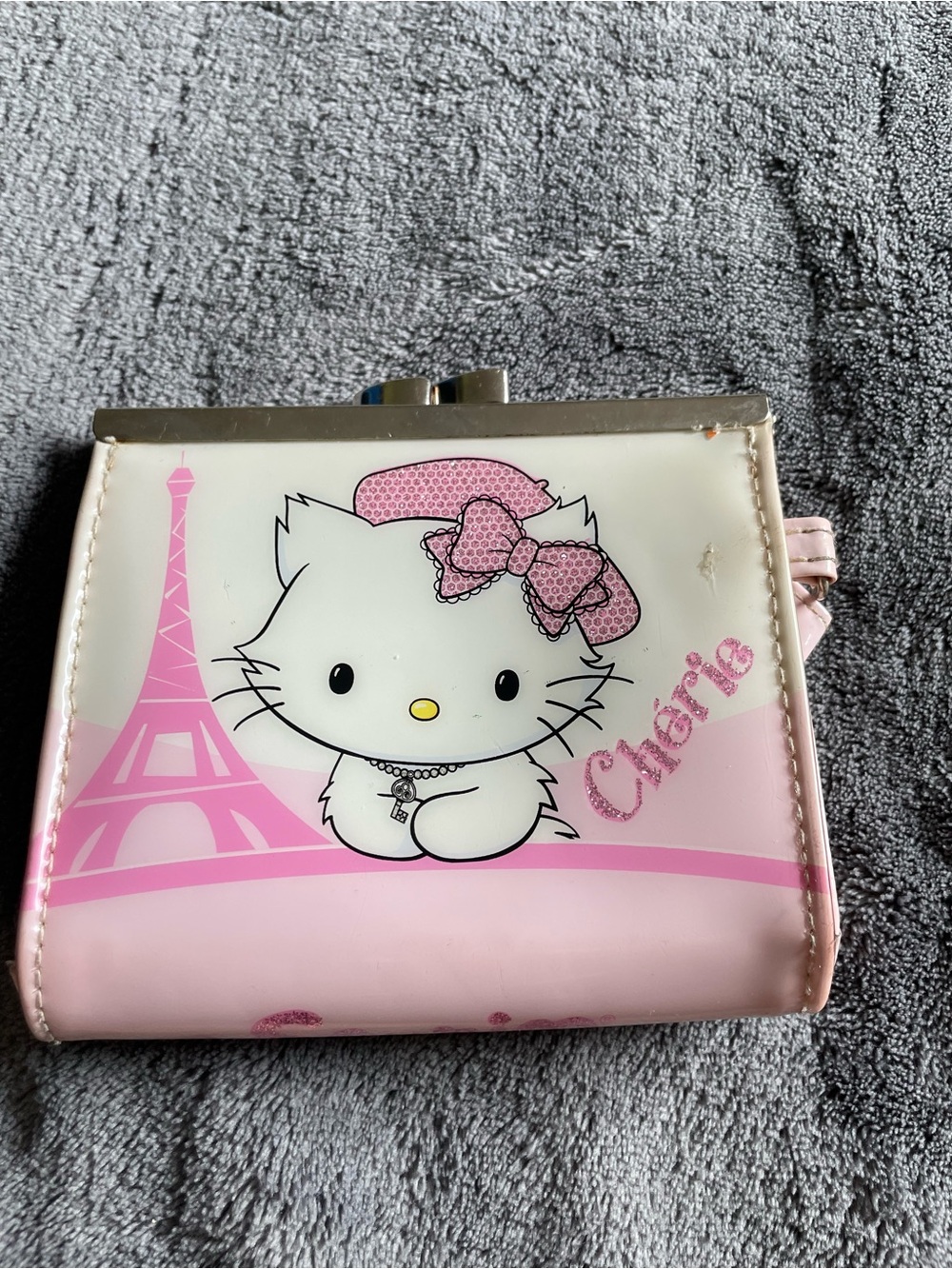 Hello Charmmy Kitty Sanrio 
Pink and White Girls' Coin Purse with Paris Motif